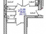 2-комнатная квартира, 62 м², 2/10 эт. Ярославль