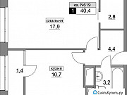 1-комнатная квартира, 40 м², 8/22 эт. Москва