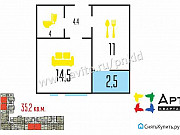 1-комнатная квартира, 35 м², 4/9 эт. Калининград