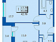 1-комнатная квартира, 42 м², 3/7 эт. Москва