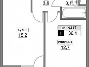 1-комнатная квартира, 36 м², 17/20 эт. Москва