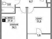 1-комнатная квартира, 37 м², 5/20 эт. Москва