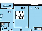 2-комнатная квартира, 58 м², 5/26 эт. Санкт-Петербург