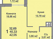 1-комнатная квартира, 42 м², 12/17 эт. Пермь