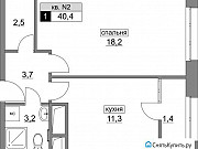 1-комнатная квартира, 40 м², 2/22 эт. Москва