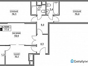 3-комнатная квартира, 77 м², 3/20 эт. Москва