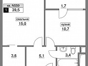 1-комнатная квартира, 39 м², 9/17 эт. Москва