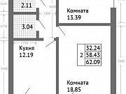 2-комнатная квартира, 62 м², 4/8 эт. Ярославль