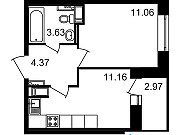 1-комнатная квартира, 33 м², 5/20 эт. Санкт-Петербург