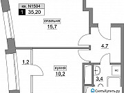 1-комнатная квартира, 35 м², 7/19 эт. Москва