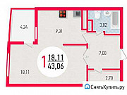 1-комнатная квартира, 43 м², 9/25 эт. Уфа