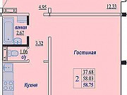 2-комнатная квартира, 58 м², 8/10 эт. Новосибирск