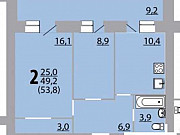 2-комнатная квартира, 53 м², 12/14 эт. Брянск