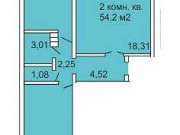 2-комнатная квартира, 54 м², 4/10 эт. Копейск