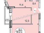 2-комнатная квартира, 57 м², 13/16 эт. Тула