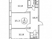 2-комнатная квартира, 58 м², 18/25 эт. Москва