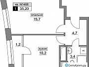 1-комнатная квартира, 35 м², 2/20 эт. Москва