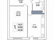 1-комнатная квартира, 43 м², 9/16 эт. Самара