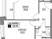 1-комнатная квартира, 35 м², 10/22 эт. Москва