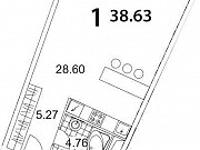 1-комнатная квартира, 38 м², 3/24 эт. Москва