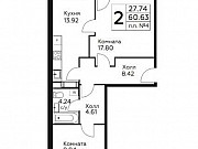 2-комнатная квартира, 60 м², 5/14 эт. Москва