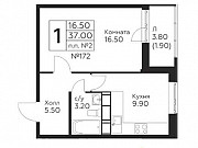 1-комнатная квартира, 37 м², 5/19 эт. Москва