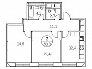 2-комнатная квартира, 60 м², 8/25 эт. Москва