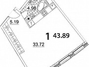 1-комнатная квартира, 43 м², 20/21 эт. Москва