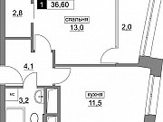 1-комнатная квартира, 36 м², 11/21 эт. Москва