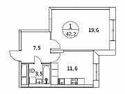 1-комнатная квартира, 42 м², 10/25 эт. Москва