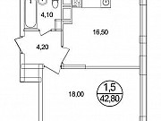 1-комнатная квартира, 42 м², 3/9 эт. Москва