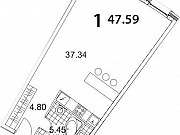 1-комнатная квартира, 47 м², 3/24 эт. Москва