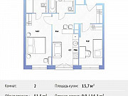 2-комнатная квартира, 51 м², 13/30 эт. Москва