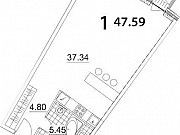 1-комнатная квартира, 47 м², 5/24 эт. Москва