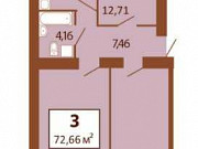 3-комнатная квартира, 72 м², 3/14 эт. Красноярск