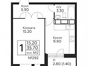 1-комнатная квартира, 35 м², 10/19 эт. Москва