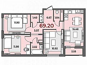 3-комнатная квартира, 69 м², 6/10 эт. Тюмень