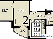 2-комнатная квартира, 56 м², 20/25 эт. Воронеж