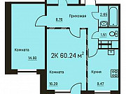 2-комнатная квартира, 60 м², 7/16 эт. Пермь