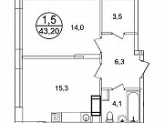 1-комнатная квартира, 43 м², 6/9 эт. Москва