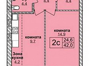 2-комнатная квартира, 42 м², 7/9 эт. Новосибирск