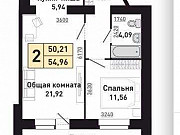 2-комнатная квартира, 55 м², 11/15 эт. Краснообск