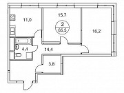 2-комнатная квартира, 65 м², 2/25 эт. Москва