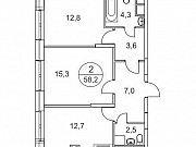 2-комнатная квартира, 58 м², 7/25 эт. Москва