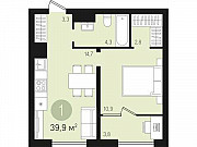 1-комнатная квартира, 39 м², 3/14 эт. Видное
