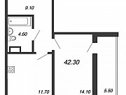 1-комнатная квартира, 42 м², 4/16 эт. Санкт-Петербург