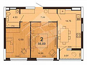 2-комнатная квартира, 56 м², 9/28 эт. Рязань