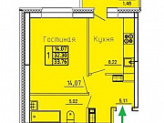 1-комнатная квартира, 34 м², 7/16 эт. Воронеж