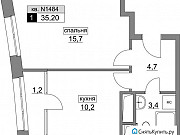 1-комнатная квартира, 35 м², 2/19 эт. Москва