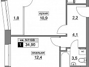 1-комнатная квартира, 34 м², 15/22 эт. Москва